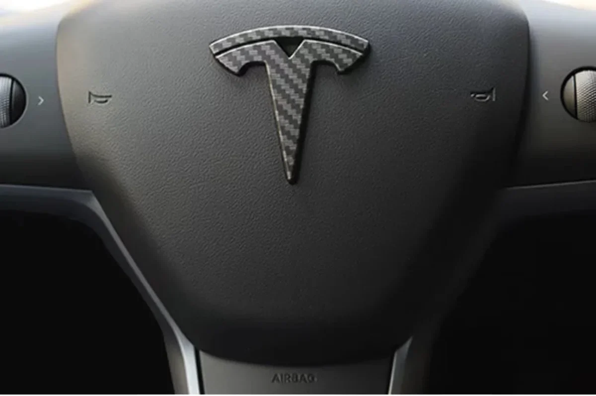 ABS Lenkrad Emblem Aufkleber für Tesla Model 3 Highland 2023, Model Y/S/X & SpaceX Roadster – Innenraum Dekor Zubehör
